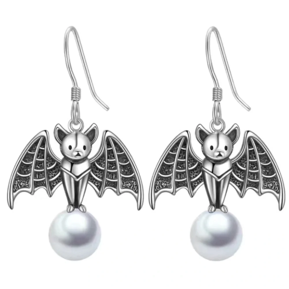 Cute Bat Earrings With Pearl